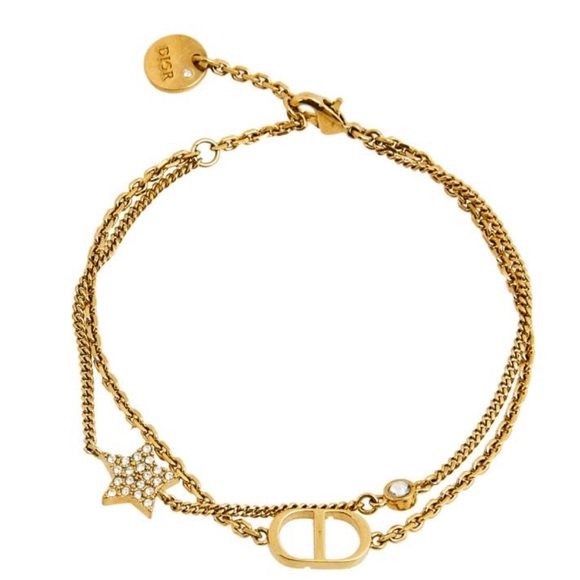 Dior Petit CD Crystal Star Charm Double Chain Bracelet - Picture 2 of 16